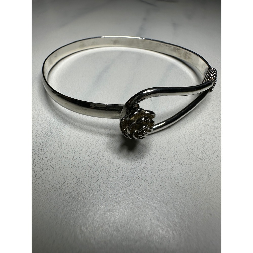 Sterling Silver 925 Rose‎ Flower Bypass Bangle Bracelet Textured Detail